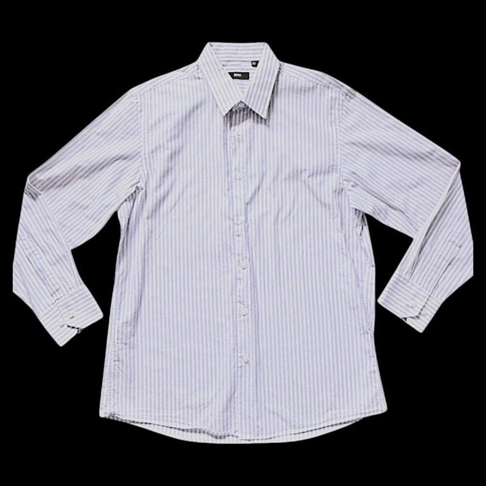 Hugo Boss White/Purple Shirt | Size 16.5